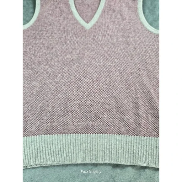 Vtg Bullock & Jones Vest Mens Large Red Cashmere Herringbone V Neck Scotland